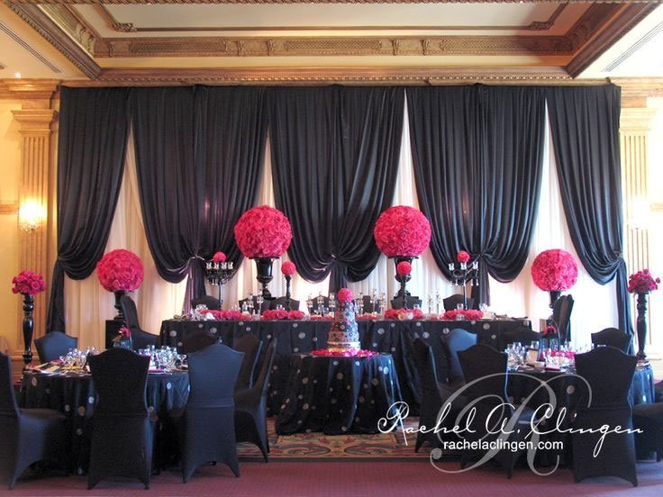 decor candy bar mariage rose fushia et noir